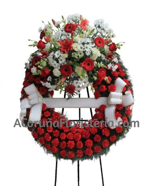 Corona Funeraria Roja y Blanca