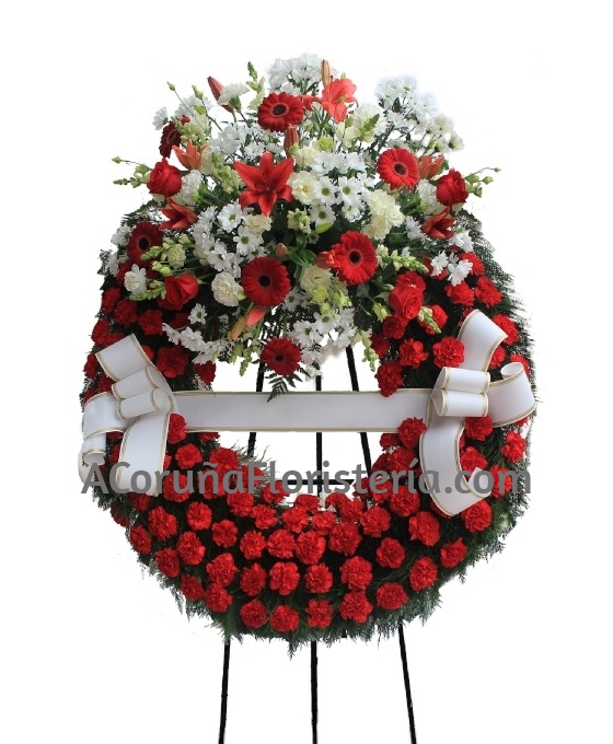 Corona Funeraria Roja y Blanca