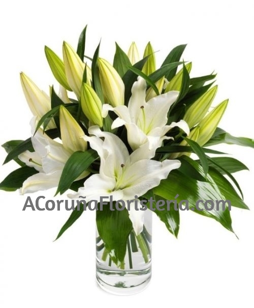 Jarrrón de cristal con liliums